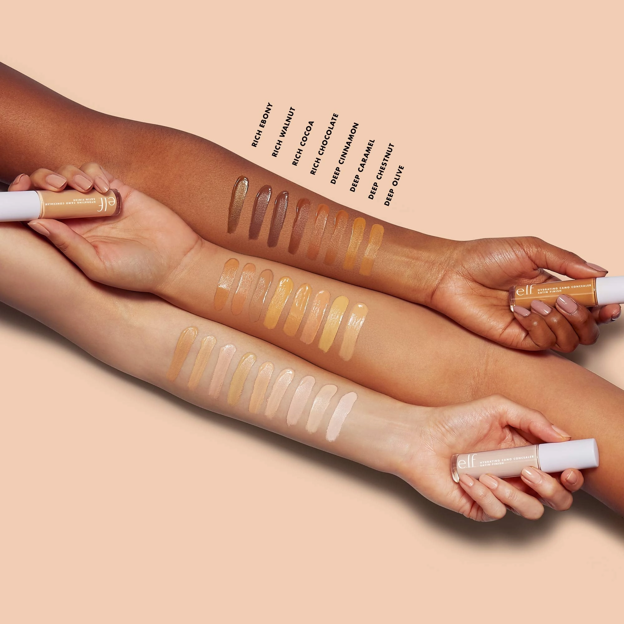 e.l.f, Hydrating Camo Concealer, Lightweight, Full Coverage, Long Lasting, Conceals, Corrects, Covers, Hydrates, Highlights, Deep Cinnamon, Satin Finish, 25 Shades, All-Day Wear, 0.20 Fl Oz