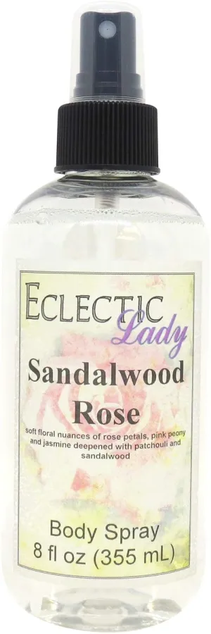 Eclectic Lady Sandalwood Rose Body Spray, 8 ounces, Body Mist for Women with Clean, Light & Gentle Fragrance, Cologne with Soft, Subtle Aroma For Daily Use