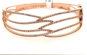 Effy - Lady's Rose 14 Karat Bangle Bracelet With 1.05Tw Round Diamonds. List price $4225.00!