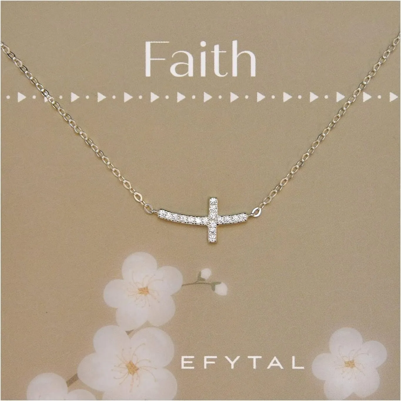EFYTAL Dainty Sterling Silver Sideways Cross Necklace, Baptism, Confirmation, First Communion Gift for Women, Christian Jewelry, Catholic Gift