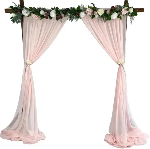 EHLDekol Sheer Chiffon Backdrop Curtains 10ft x 10ft， Chiffon Fabric Drapes for Wedding, Long Sheer Curtain for Living Room, Arch Party Stage Decoration (Blush Pink, 120 x 120 Inch)