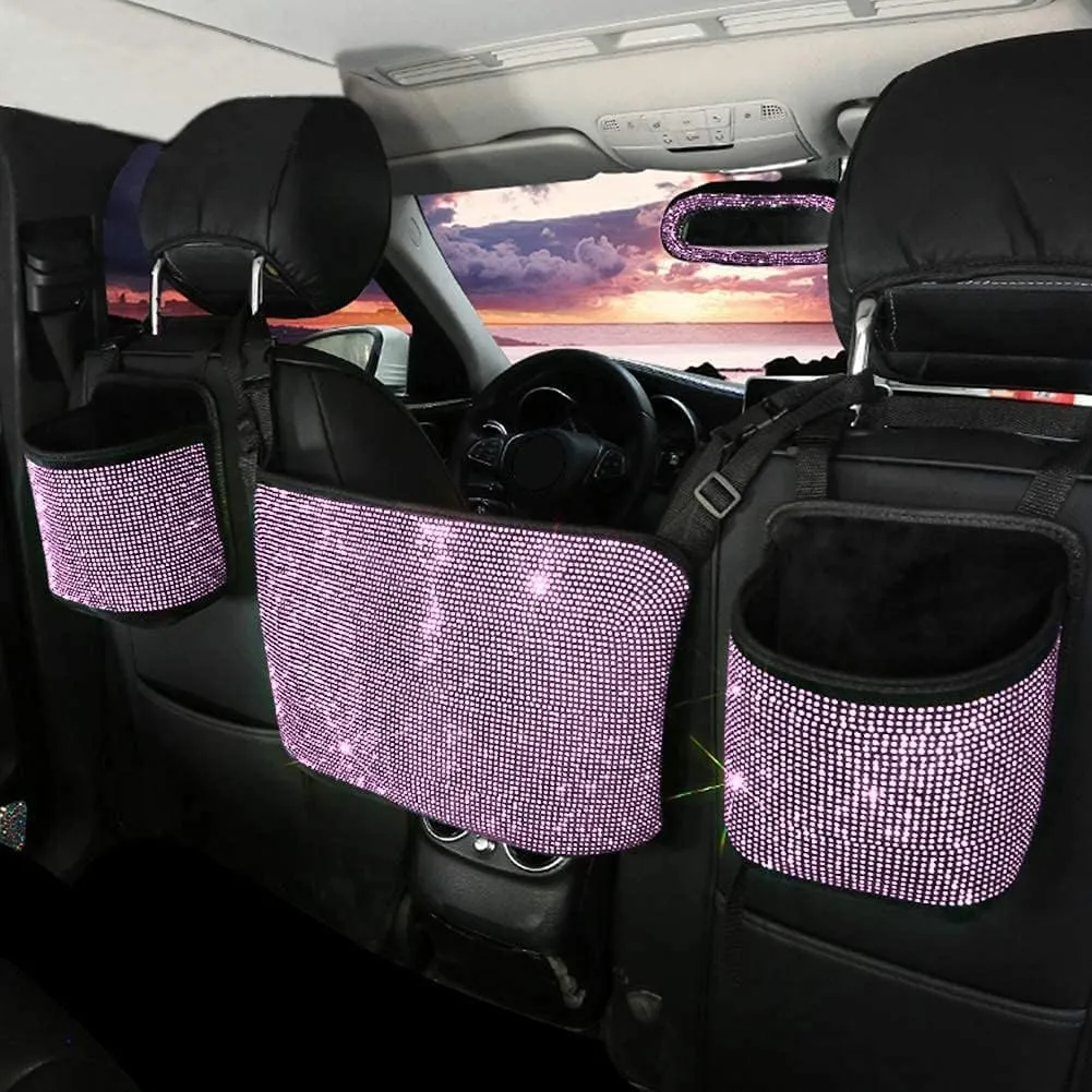 eing Car Organizers and Handbag Holder Car Seat Net with Shiny Diamonds for Women, Car Barrier for Dogs and Kids, Pink Car Organizer