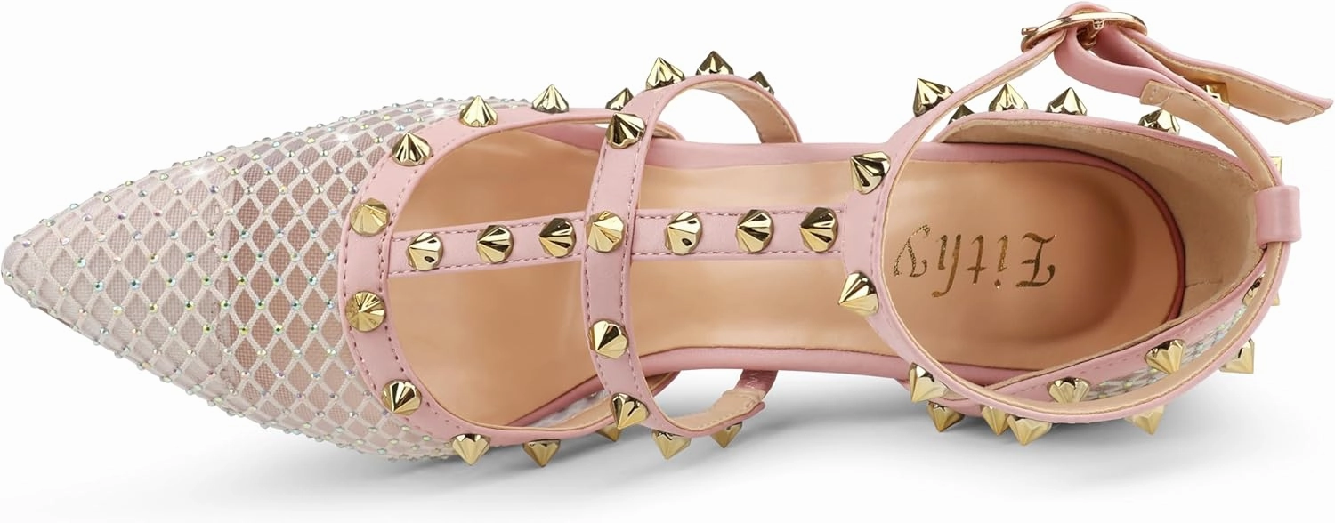Eithy Women's Slingbacks Mid High Heels Pointy Toe Buckle Summer Shoes Party Daily Wear Evening Sandals