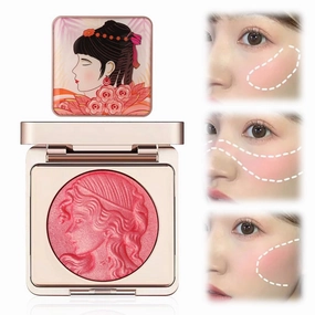 Embossed Smooth Powder Blush, 2025 New Face Makeup, Quotationi Embossed Girl Blush for Cheeks, Long-lasting Cheek Color for Travel, Compact Color for Women (Pink)