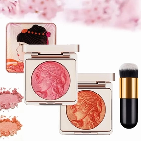 Embossed Smooth Powder Blush Palette For Cheeks - Matte Face Powder Blush Palette, Embossed Makeup, Korean Long-Lasting Face Makeup with Brush (Mix)