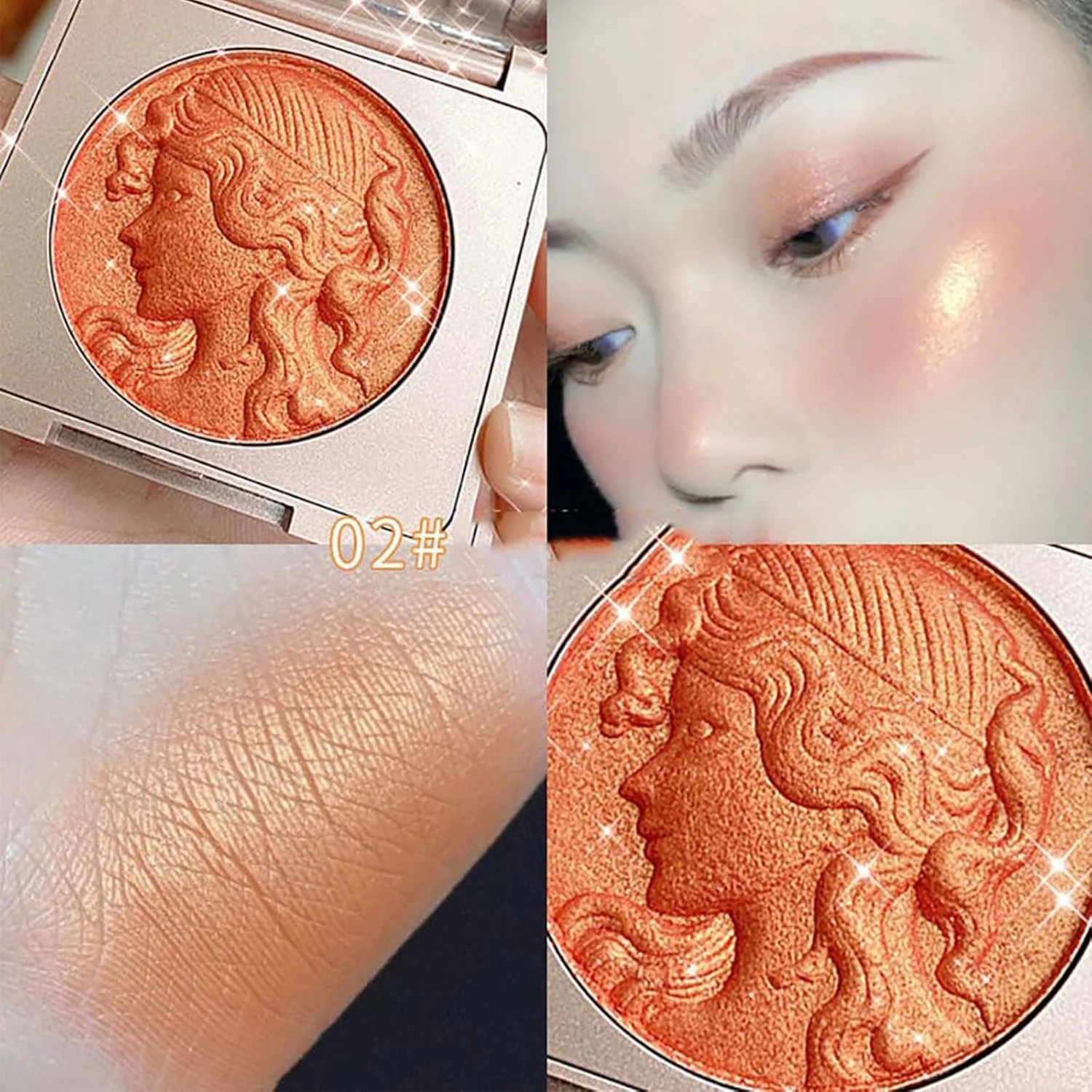Embossed Smooth Powder Blush Palette For Cheeks,Quotationi Embossed Girl Blush for Cheeks,Powder Blush Palette,Face Matte Natural Makeup (2PCS-C)