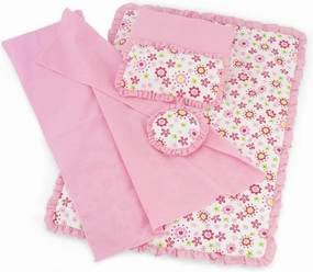 Emily Rose 18 Inch Doll Accessories | USA Business | 5 PC Bedding Gift Set- Reversible Floral Print | Fits Most 14-18" Doll Beds Cribs & Cradles