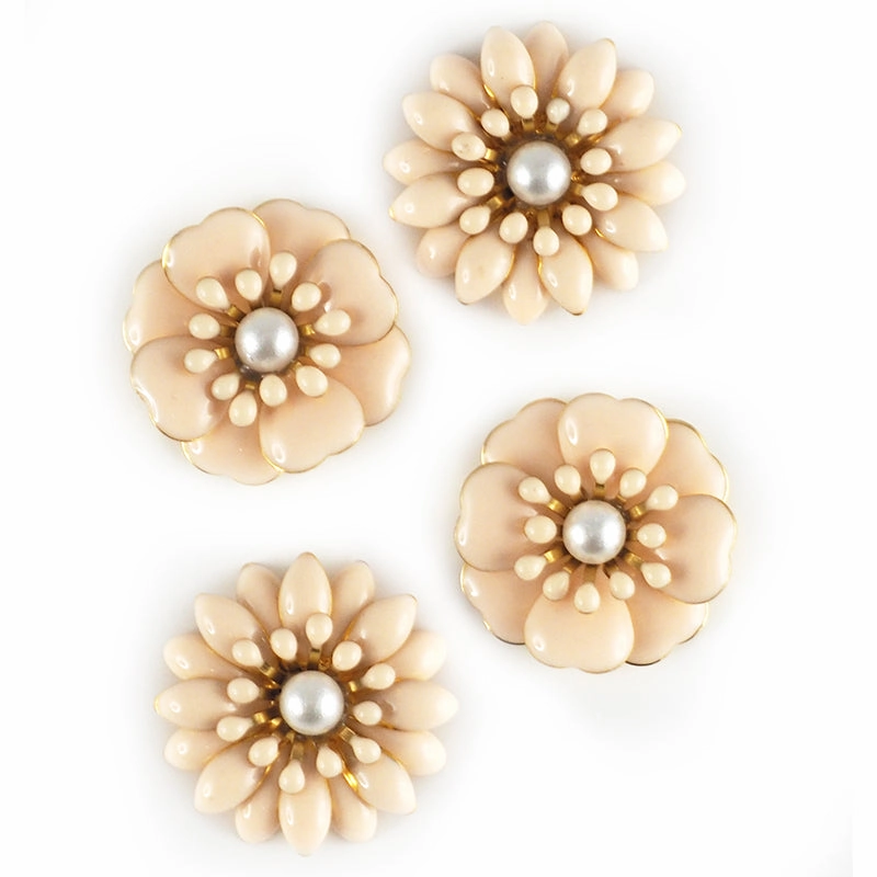 ENAMEL FLOWERS ASSORTED 22MM 4PC