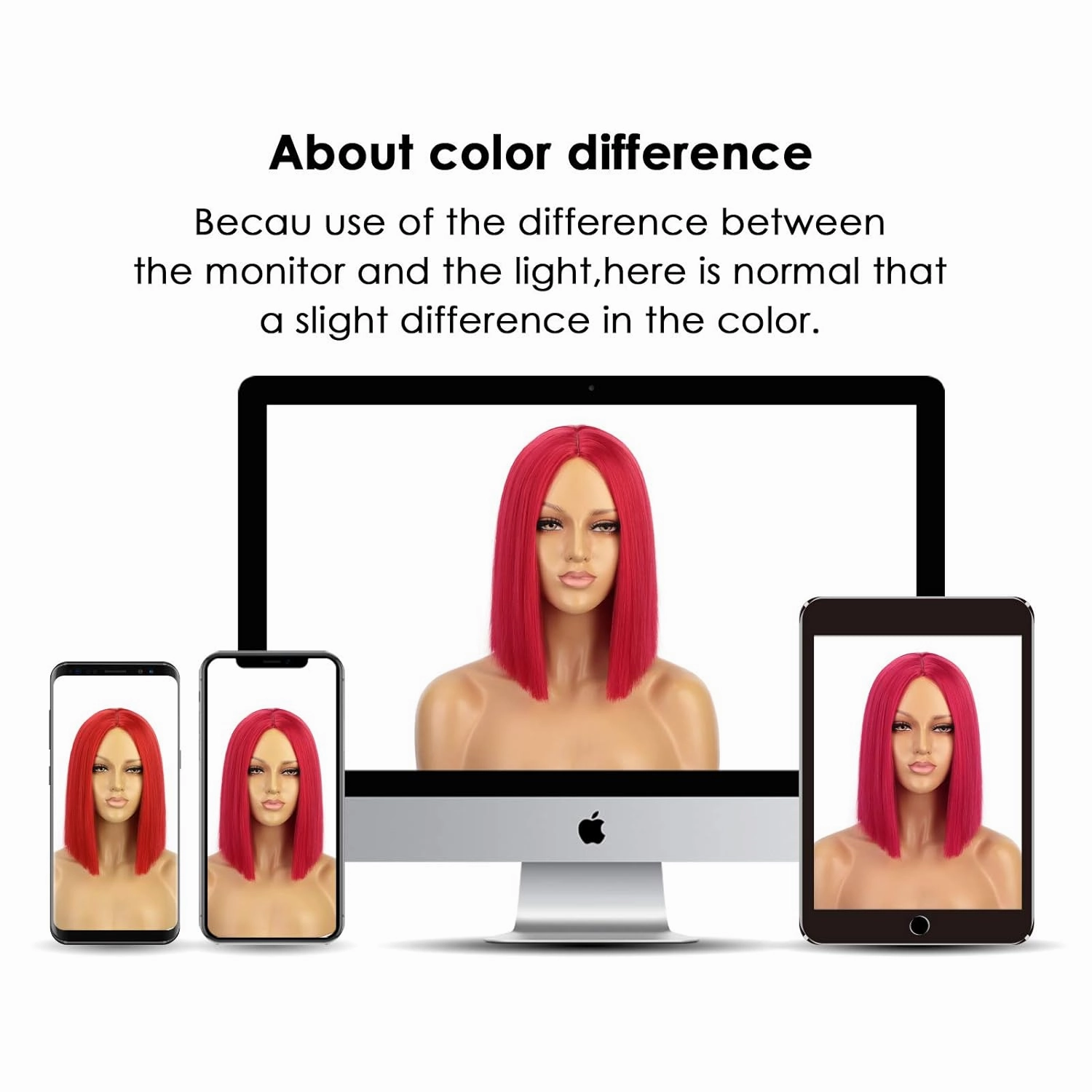 ENTRANCED STYLES Red Wig Synthetic Straight Hair Middle Part Wig Shoulder Length Bob Wigs for Women Colorful Bob Wigs for Party & Cosplay Use