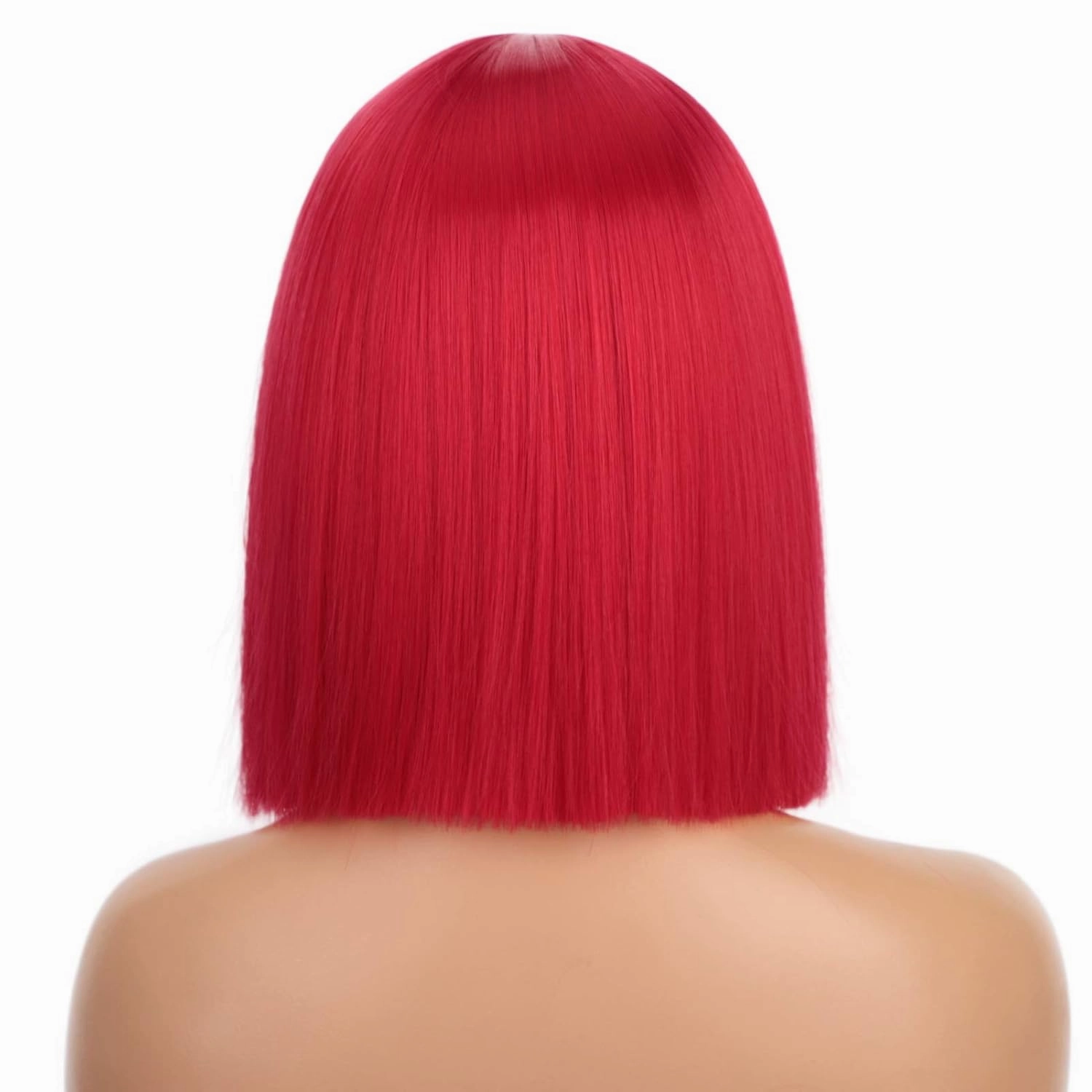 ENTRANCED STYLES Red Wig Synthetic Straight Hair Middle Part Wig Shoulder Length Bob Wigs for Women Colorful Bob Wigs for Party & Cosplay Use