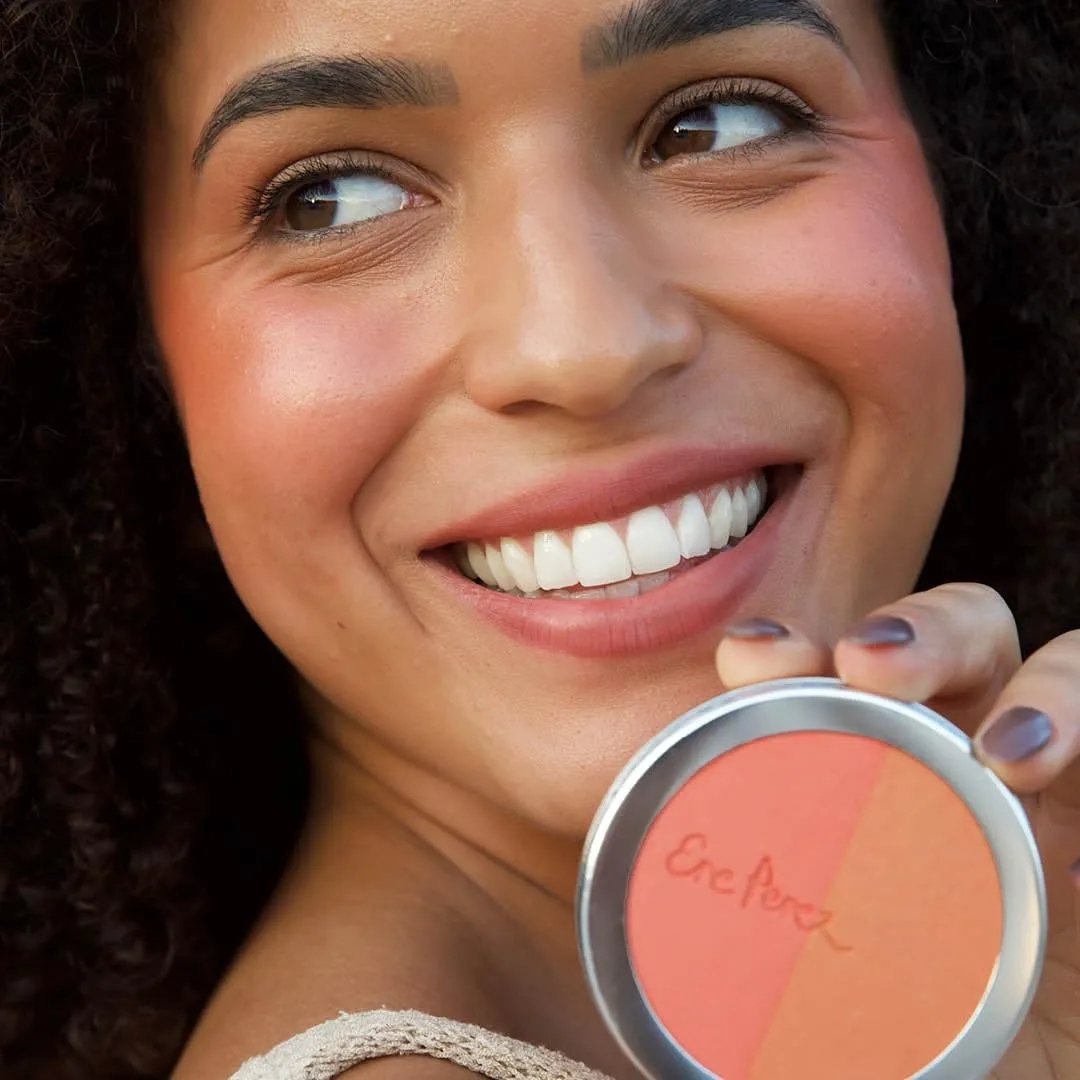 Ere Perez - Natural Rice Powder Blush Duo | Hydrate, Soothe, Calm | Sunflower   Chamomile Oils, Vitamin E | Sensitive Skin Safe, Vegan, Cruelty-Free, Clean Beauty (Bondi, 0.32 oz | 9 g)