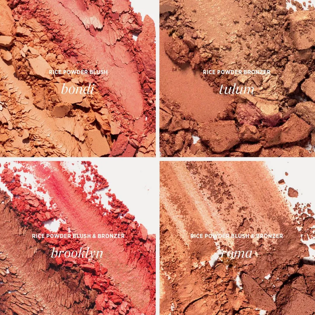 Ere Perez - Natural Rice Powder Blush Duo | Hydrate, Soothe, Calm | Sunflower   Chamomile Oils, Vitamin E | Sensitive Skin Safe, Vegan, Cruelty-Free, Clean Beauty (Bondi, 0.32 oz | 9 g)