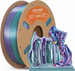 ERYONE HS Silk Quadruple Color PLA Filament 3D Printer 1.75mm  /- 0.03mm, Hyper Speed Coextrusion Filament PLA Shiny 1kg, Aurora Dream (Teal Green & Violet & Electric Pink & Indigo)