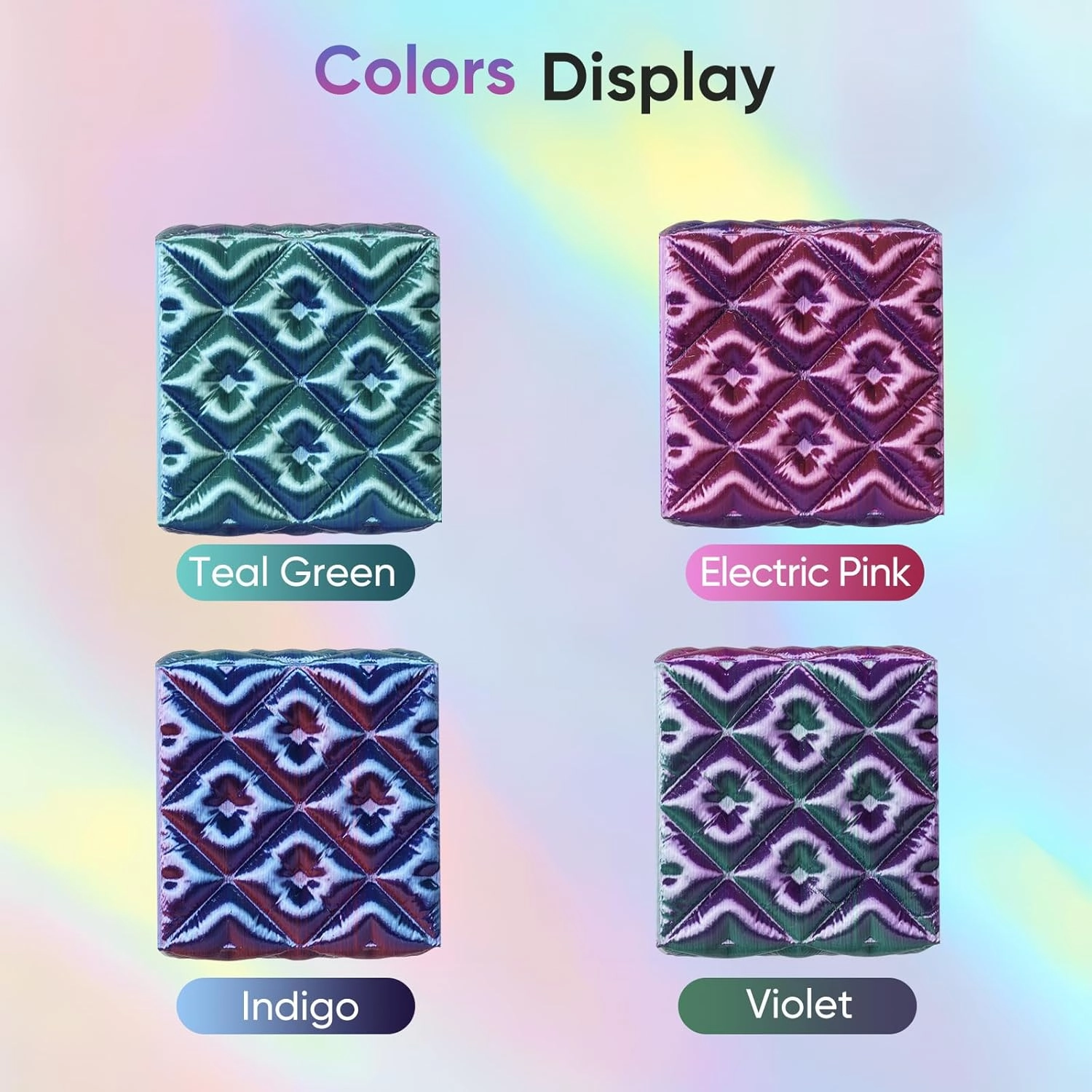 ERYONE HS Silk Quadruple Color PLA Filament 3D Printer 1.75mm  /- 0.03mm, Hyper Speed Coextrusion Filament PLA Shiny 1kg, Aurora Dream (Teal Green & Violet & Electric Pink & Indigo)