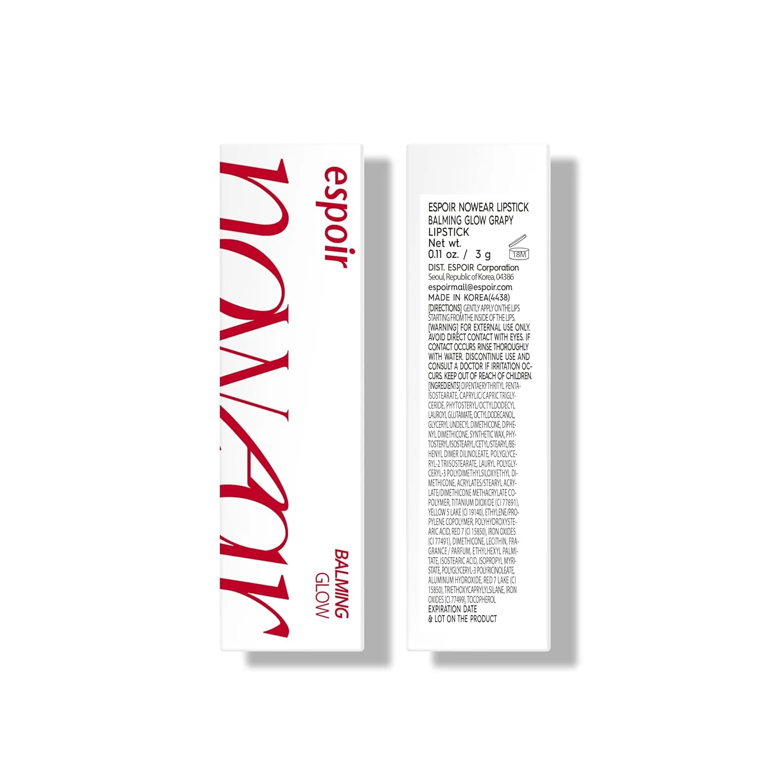 Espoir Lipstick Nowear Balming Glow #11 Grapy 0.1oz | Lightweight Moisturizing Lip | Long-Lasting Vibrant Color | Non-Sticky Softness for Chapped Lip Balm | Vegan Cruelty-Free | Korean Lip Makeup