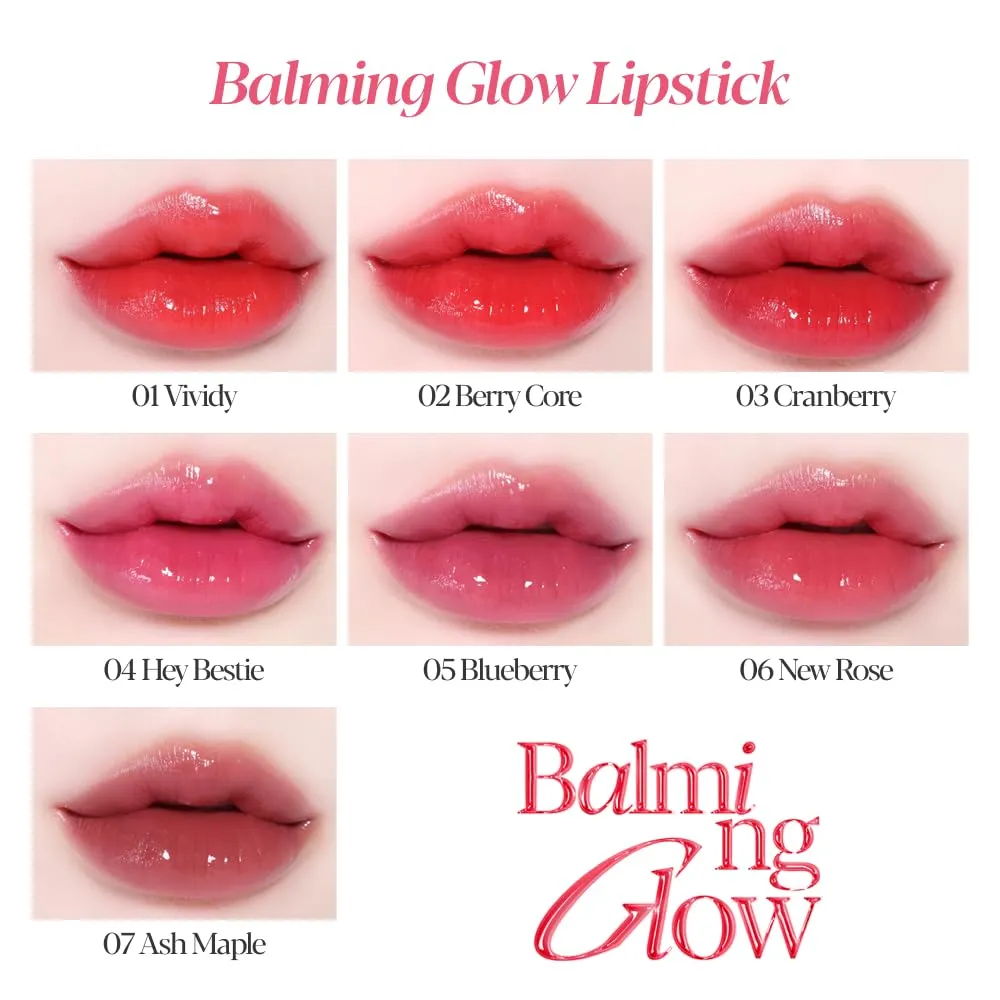 Espoir Lipstick Nowear Balming Glow #3 Cranberry 0.1oz | Lightweight Moisturizing Lip | Long-Lasting Vibrant Color | Non-Sticky Softness for Chapped Lip Balm | Vegan Cruelty-Free | Korean Lip Makeup