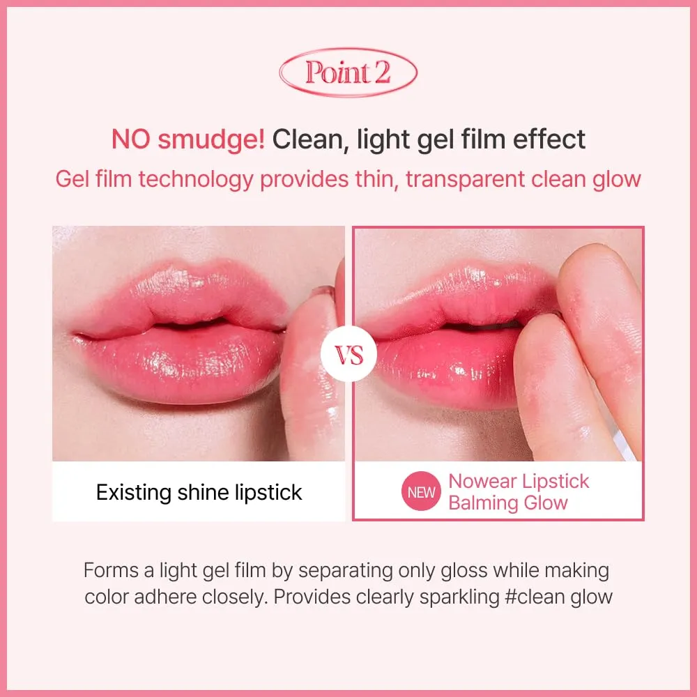 Espoir Lipstick Nowear Balming Glow #3 Cranberry 0.1oz | Lightweight Moisturizing Lip | Long-Lasting Vibrant Color | Non-Sticky Softness for Chapped Lip Balm | Vegan Cruelty-Free | Korean Lip Makeup