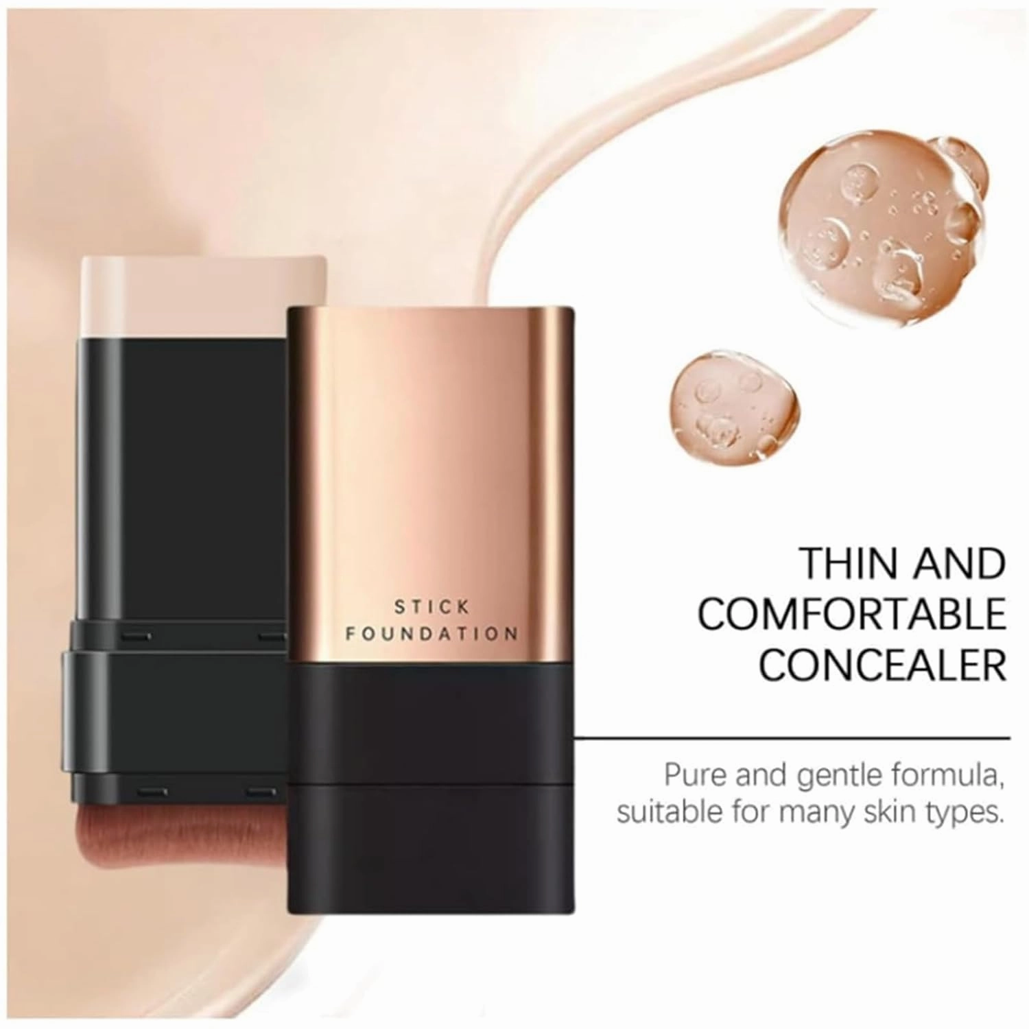 Eternipeace Stick Foundation, 2 in 1- Luxury Anti-Wrinkle Foudation Stick, Multi-use Makeup with Brush