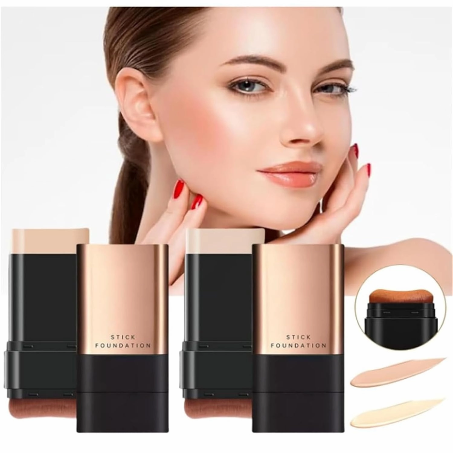 Eternipeace Stick Foundation, 2 in 1- Luxury Anti-Wrinkle Foudation Stick, Multi-use Makeup with Brush