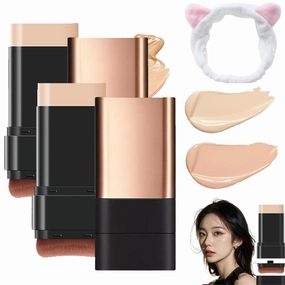 Eternipeace Stick Foundation, Eternipeace Anti Wrinkle Foundation Stick, Synthetic Foundation Stick, Double Head Foundation Make up Stick, Foundation Stick Makeup with Brush-2pcs MIX