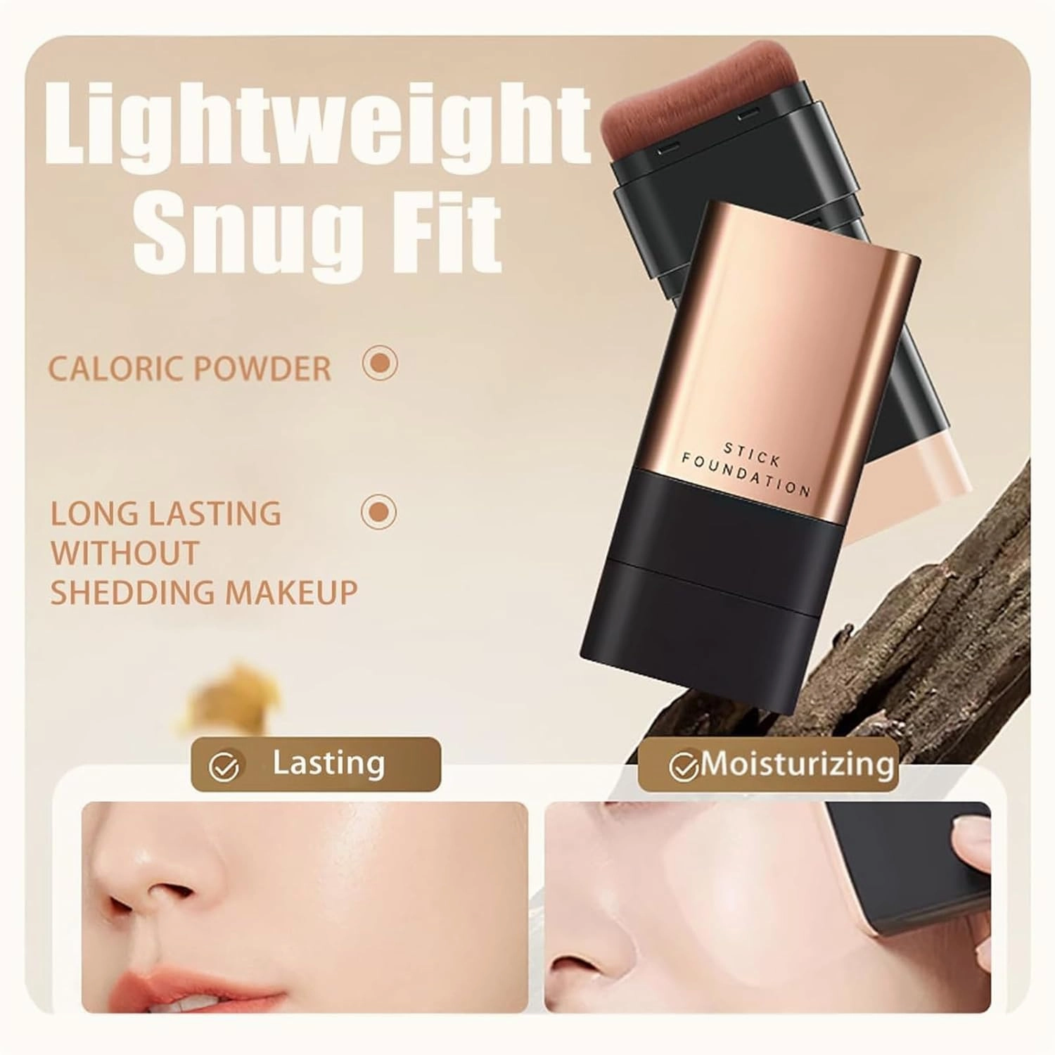 Eternipeace Stick Foundation, Eternipeace Anti Wrinkle Foundation Stick, Synthetic Foundation Stick, Double Head Foundation Make up Stick, Foundation Stick Makeup with Brush-2pcs MIX