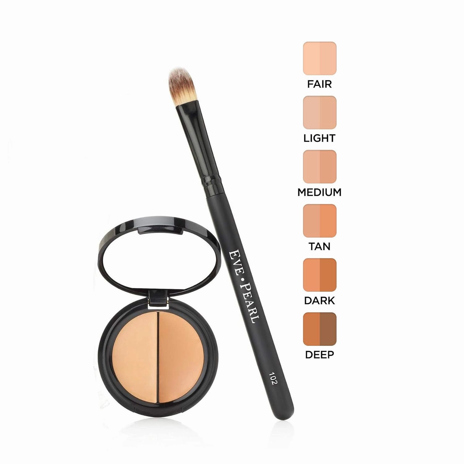 EVE PEARL Dual Salmon Concealer And 102 Concealer Brush Full Coverage Under Brighten Eye Concealer Brush Set Makeup Kit (Medium)