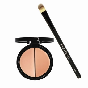 EVE PEARL Dual Salmon Concealer And 102 Concealer Brush Full Coverage Under Brighten Eye Concealer Brush Set Makeup Kit (Medium)