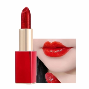 Evermoreby Color Changing Moisturizing Glitter Lipstick, Transfer Proof Color Changing Lipstick, Moisturizing Glossy Shine Lip Gloss, Deep Nourishments (Red)