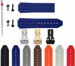 Ewatchparts 24-25mm Rubber Watch Band Strap Compatible With Hublot Big Bang Ceramic Clasp Includes 4 Black Screws And Screw Driver