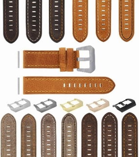 Ewatchparts 22-24mm Premium Leather Watch Band Strap Compatible With Pam 40 44mm Panerai GMT Watch