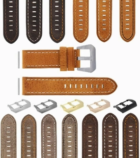 Ewatchparts 22-24mm Premium Leather Watch Band Strap Compatible With Pam 40 44mm Panerai GMT Watch