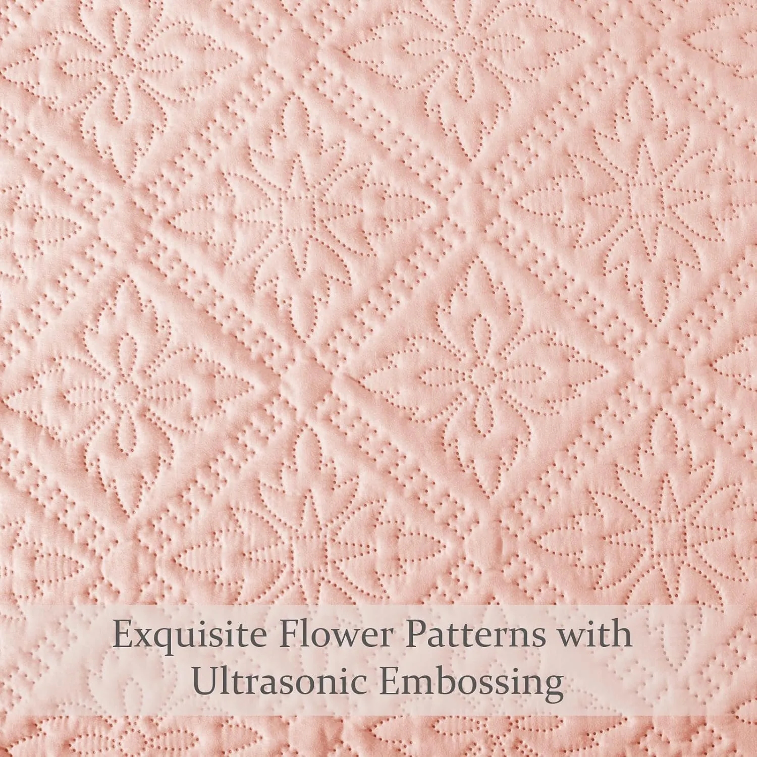 Exclusivo Mezcla King Quilt Bedding Set, Lightweight Soft Bedspreads Coverlets with 2 Pillow Shams, Modern Blush Pink Oversized Quilts King Size for All Seasons
