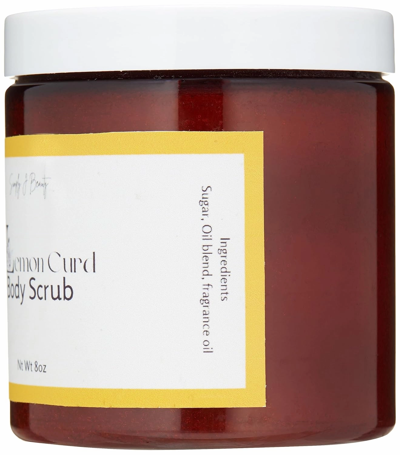 Exfoliating Sugar Body Scrub fresh, zesty lemon and warm vanilla scent (Lemon Curd, 8 oz)