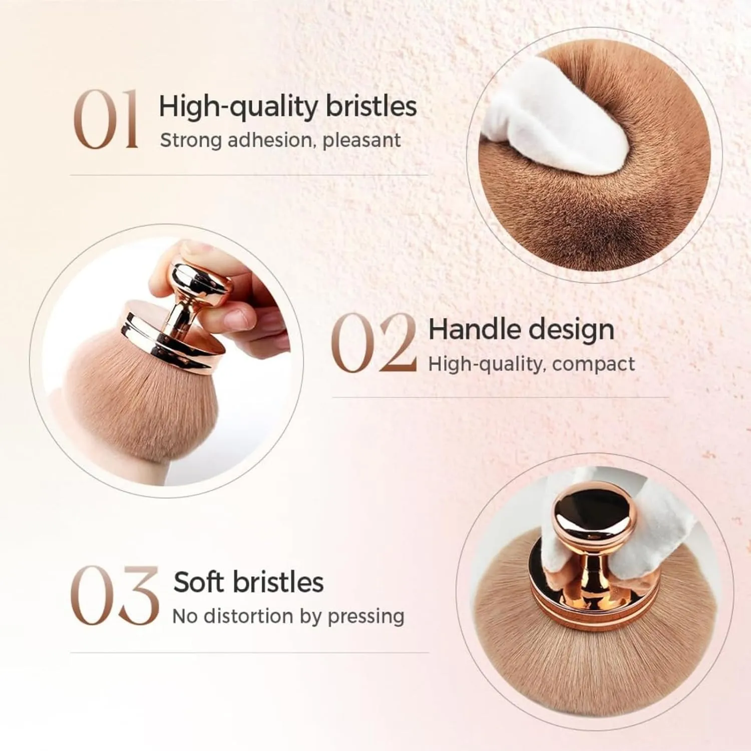 Extra Large Body Makeup Brush, 74mm Wide-Headed Self Tanner Brush, Body Makeup Brush, Multiple Colors (Light brown hair with rose gold handle Light brown hair with golden stalks)