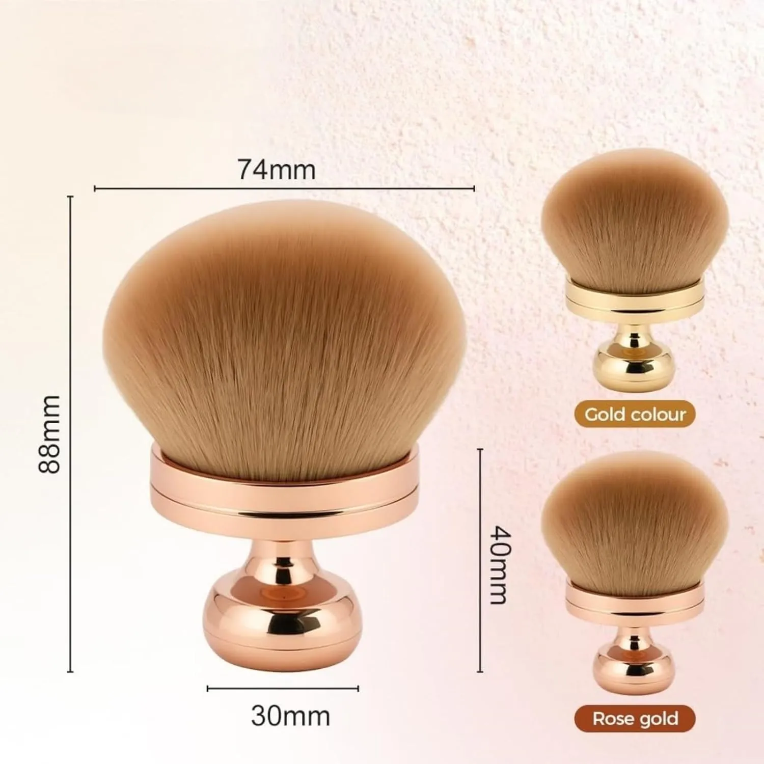 Extra Large Body Makeup Brush, 74mm Wide-Headed Self Tanner Brush, Body Makeup Brush, Multiple Colors (Light brown hair with rose gold handle Light brown hair with golden stalks)