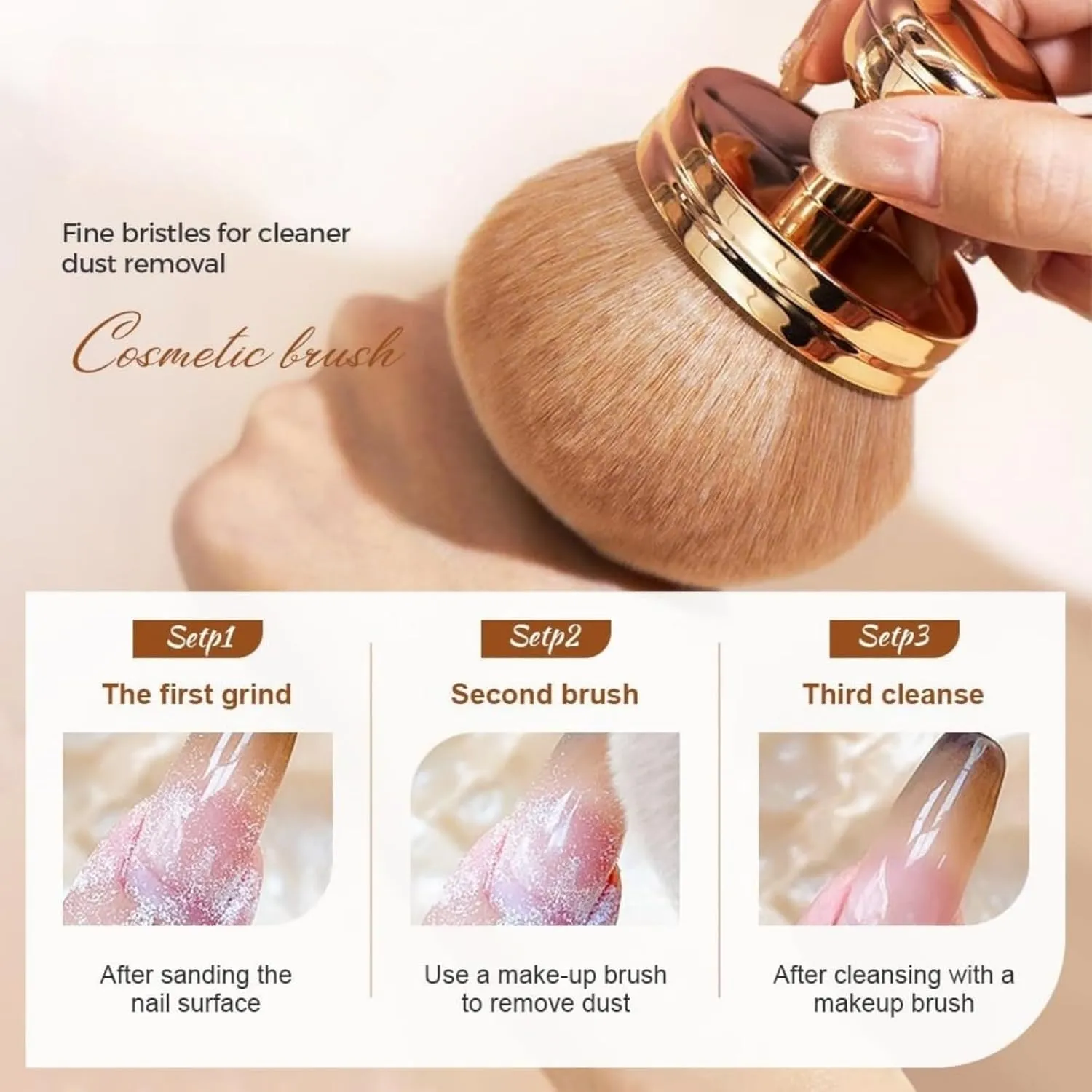 Extra Large Body Makeup Brush, 74mm Wide-Headed Self Tanner Brush, Body Makeup Brush, Multiple Colors (Light brown hair with rose gold handle Light brown hair with golden stalks)
