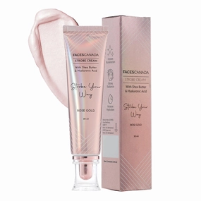FACE'S CANADA Strobe Cream Primer, Hyaluronic Acid & Moisturizer Shea Butter, Highlighter Intense Hydration Flawless Radiant Dewy Skin For Illuminating & Glowing Makeup Base, 30g (1.05 Oz) - Rose Gold