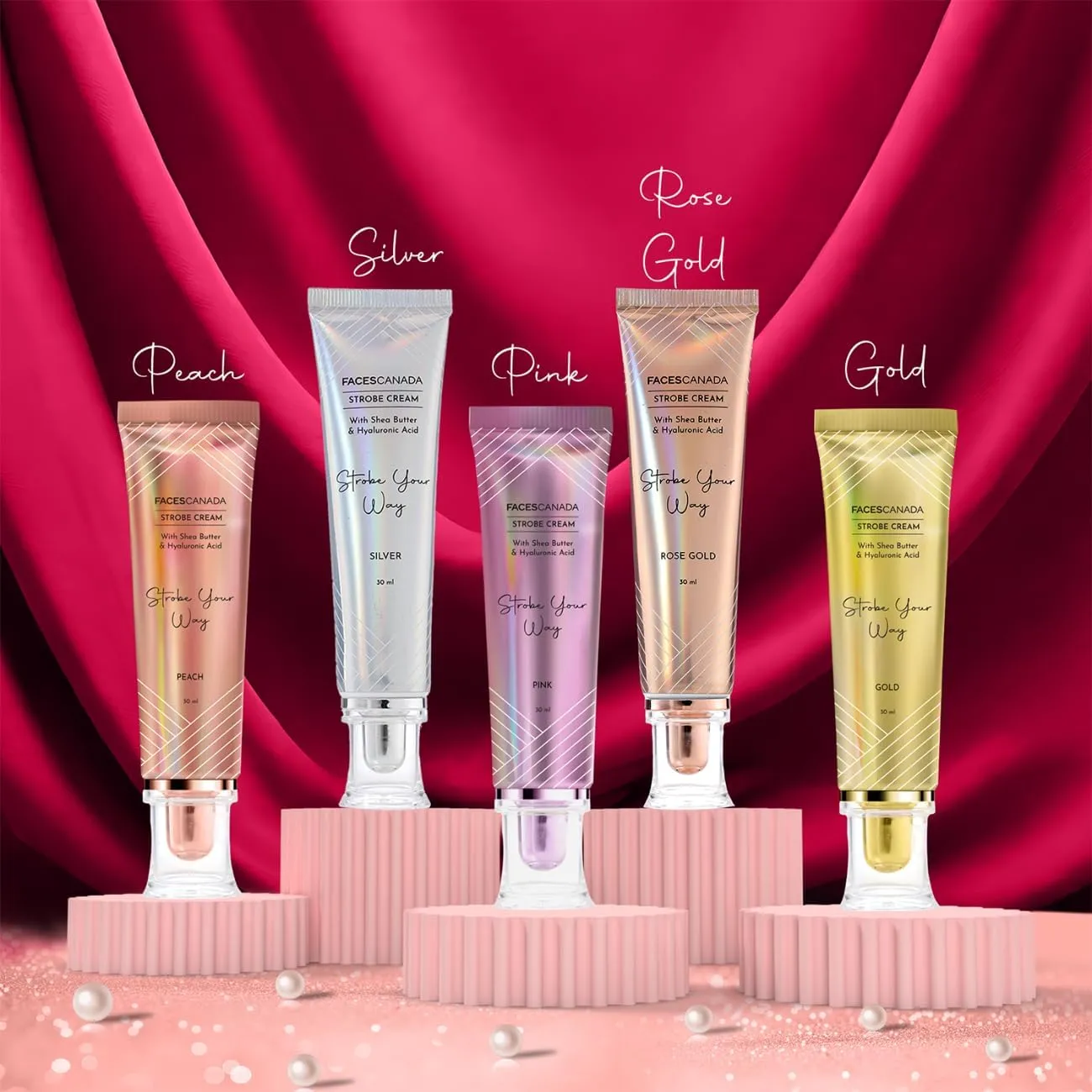 FACES' CANADA Strobe Cream - Rose Gold 30Ml | Primer   Highlighter   Moisturizer | Shea Butter & Hyaluronic Acid | Intense Hydration | Flawless Radiant Dewy Skin | Illuminating & Glowing Makeup Base