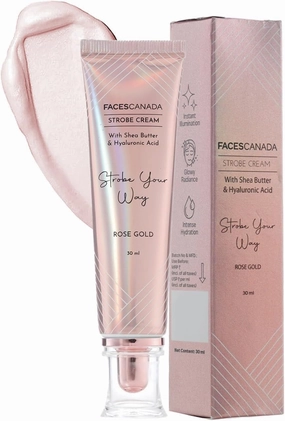 FACES- CANADA- Strobe Cream - Rose Gold | Primer   Highlighter   Moisturizer | Shea Butter & Hyaluronic Acid | Intense Hydration | Flawless Radiant Dewy Skin | 30 ml, 1.01 fl.oz.
