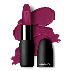 FACE.SCANADA Weightless Matte Lipstick - (Plum), 4.5G | Highly Pigmented Lip Color | Smooth One Stroke Glide | Moisturizes & Hydrates Lips | Vitamin E, Jojoba & Almond Oil Enriched