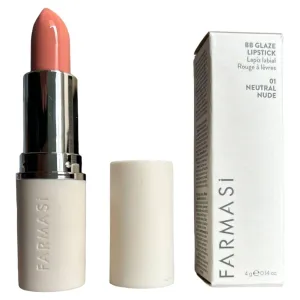 FARMASi Make Up BB Glaze Lipstick, Soft Texture, Extra Shiny Finish, Deep Nourishment, Moisturizer Lipstick, Hydration, Lightweight, 0.14 fl.oz (01 Neutral Nude, 0.14 fl oz)