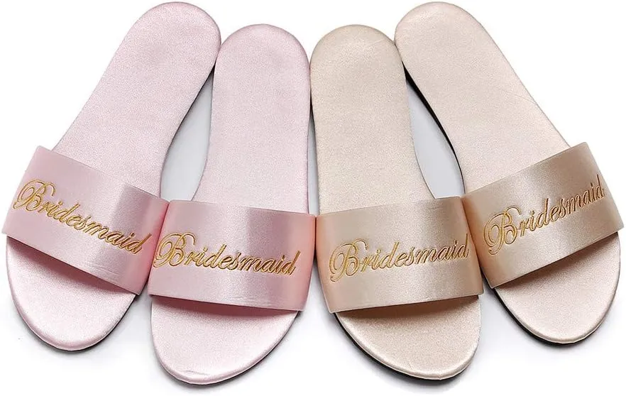 FAYUEKEY Women’s Bride Bridesmaid Slippers Wedding Party Gift Silks Satins Shoes …