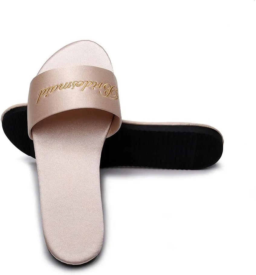 FAYUEKEY Women’s Bride Bridesmaid Slippers Wedding Party Gift Silks Satins Shoes …