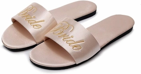 FAYUEKEY Women’s Bride Bridesmaid Slippers Wedding Party Gift Silks Satins Shoes …