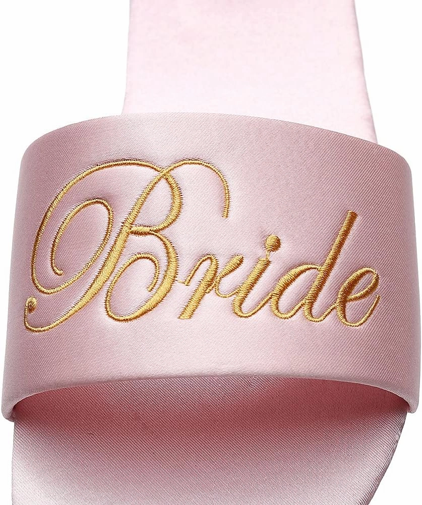FAYUEKEY Women’s Bride Bridesmaid Slippers Wedding Party Gift Silks Satins Shoes …