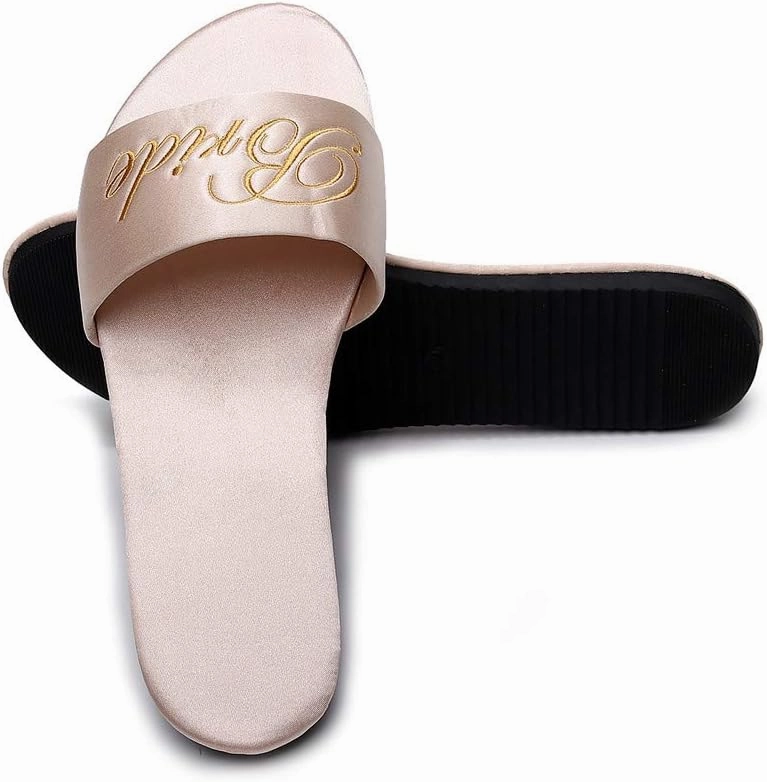 FAYUEKEY Women’s Bride Bridesmaid Slippers Wedding Party Gift Silks Satins Shoes …