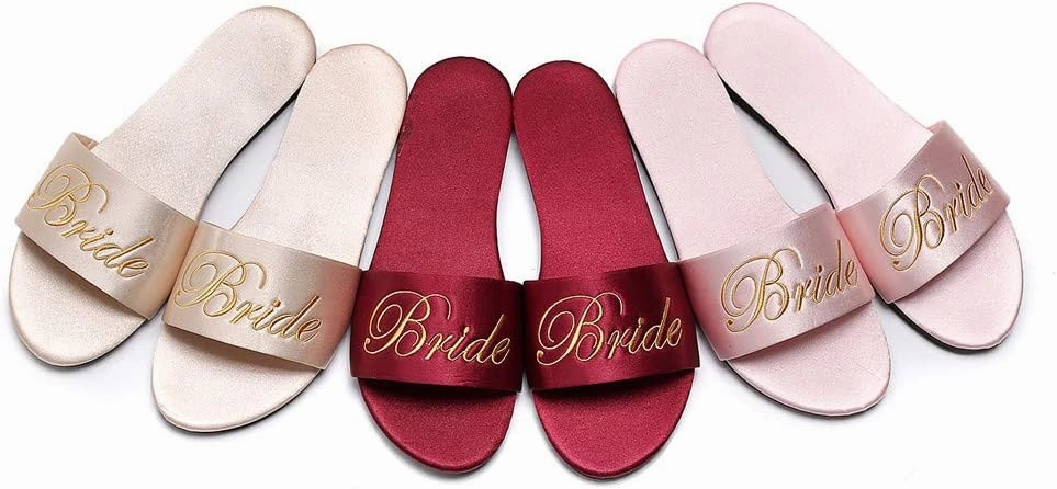 FAYUEKEY Women’s Bride Bridesmaid Slippers Wedding Party Gift Silks Satins Shoes …