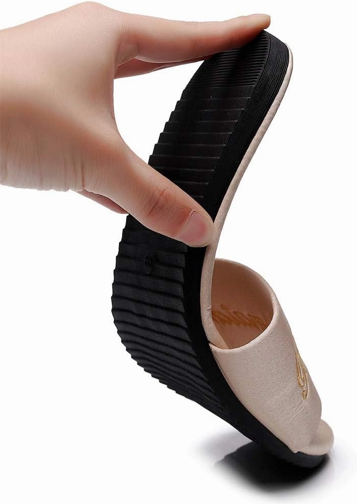FAYUEKEY Women’s Bride Bridesmaid Slippers Wedding Party Gift Silks Satins Shoes …