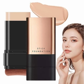 Fendibang Foundation Stick, Korean Hydrating Lightweight Foundation Stick With Brush, Synthetic Foundation Stick, Double Head Foundation Make up Stick, Natural Matte Finish Foundation Stick (Natural)