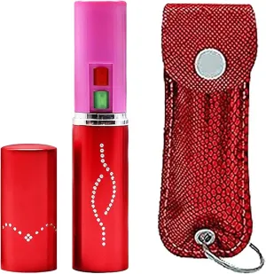FIGHTSENSE Flashlight Lipstick Stun Gun with Pepper Spray Combo Pack Women self Defense Red